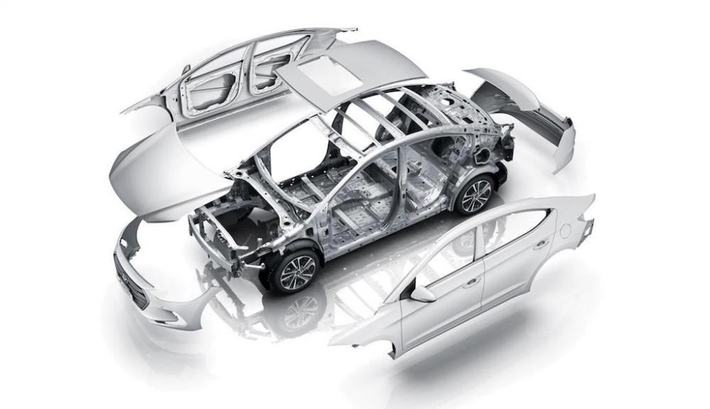 Hyundai Elantra gây ấn tượng khi sử dụng bộ khung gầm có 53% là thép cường lực AHSS.