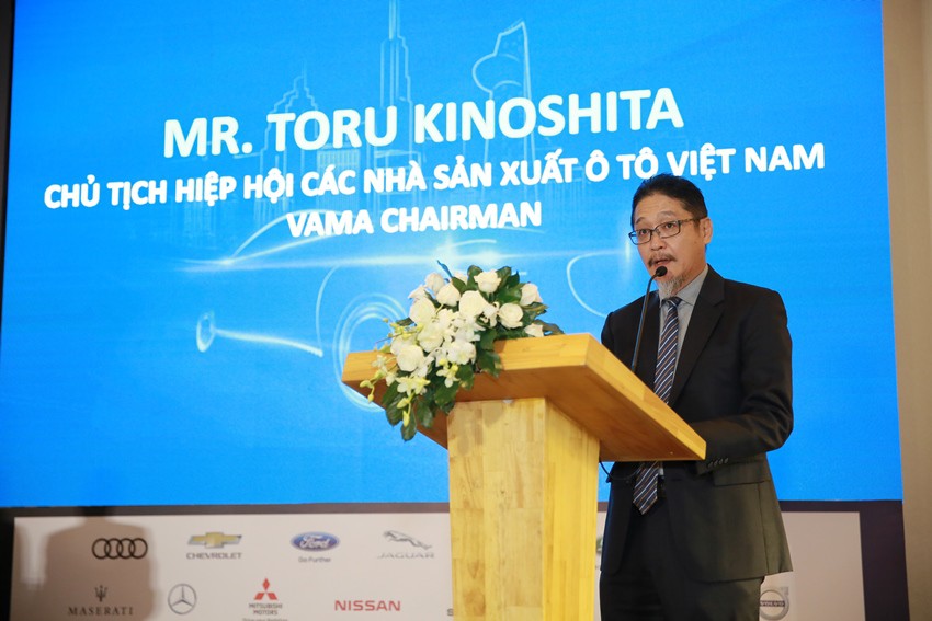 Ông Kinoshita phát biểu tại buổi họp báo công bố VMS 2018 1