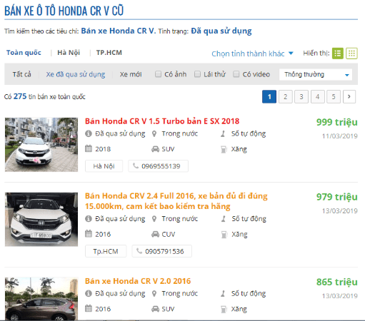 Mua bán Honda CR-V cũ