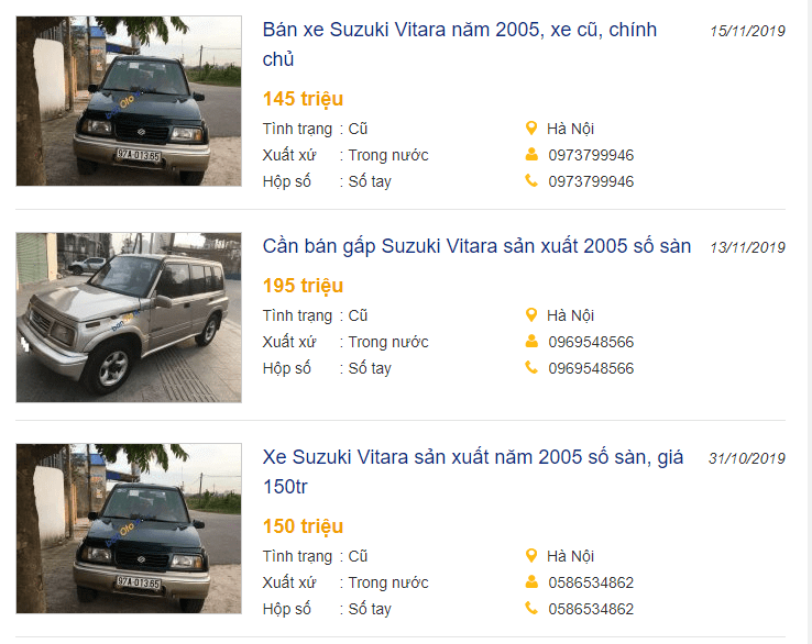 Suzuki Vitara cũ đang được rao bán 