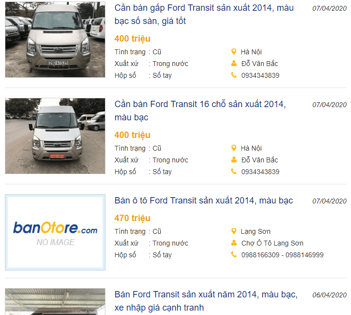 Tin rao bán Ford Transit 2014 trên Banotore.com