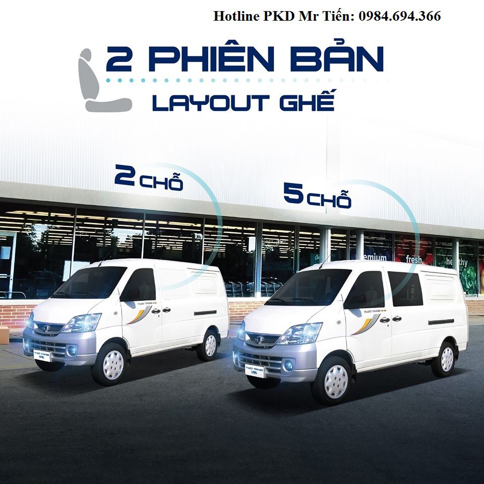 Bán xe tải Van 2 chỗ, 5 chỗ Thaco Towner Van tải 490 nâng tải 750 và 945 kg vào phố