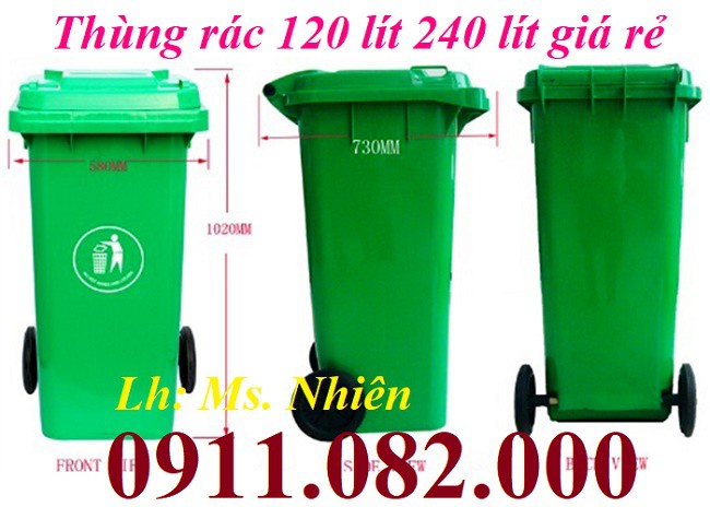  Thùng rác 120 lít 240 lít 660 lít- thùng rác nắp kín, nhựa hdpe nguyên sinh- lh 0911082000
