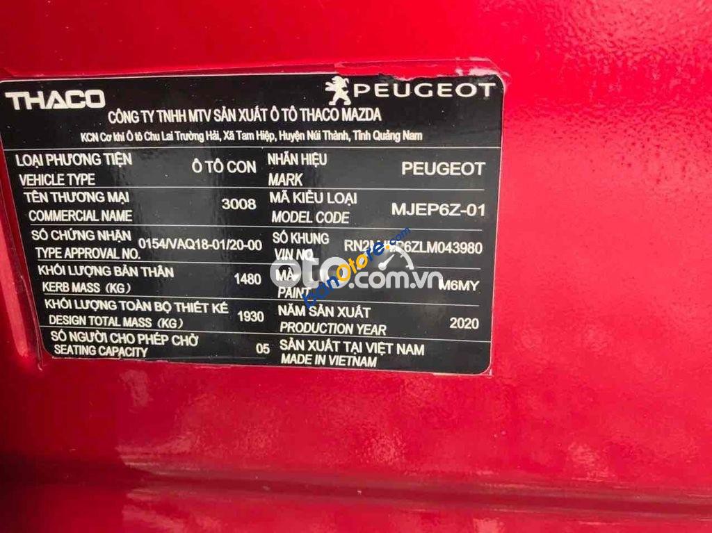 Peugeot 3008 Ngân hàng thanh lý xe ô tô   2020 Đỏ 2020 - Ngân hàng thanh lý xe ô tô Peugeot 3008 2020 Đỏ