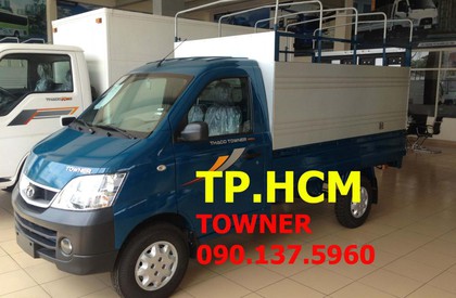 Thaco TOWNER 950A 2016 - TP. HCM Thaco Towner 990 990 KG, màu xanh lam, thùng mui bạt tôn đen