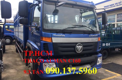 Thaco AUMAN C160 2017 - TP. HCM - Thaco Auman C160 xe 9T3, màu xanh, thùng mui bạt tôn đen